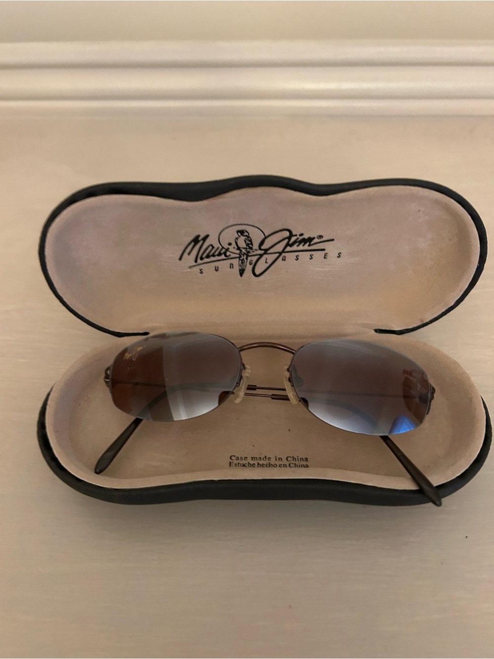 Maui Jim Brown Gradient Oval Sunglasses with Gold Frame